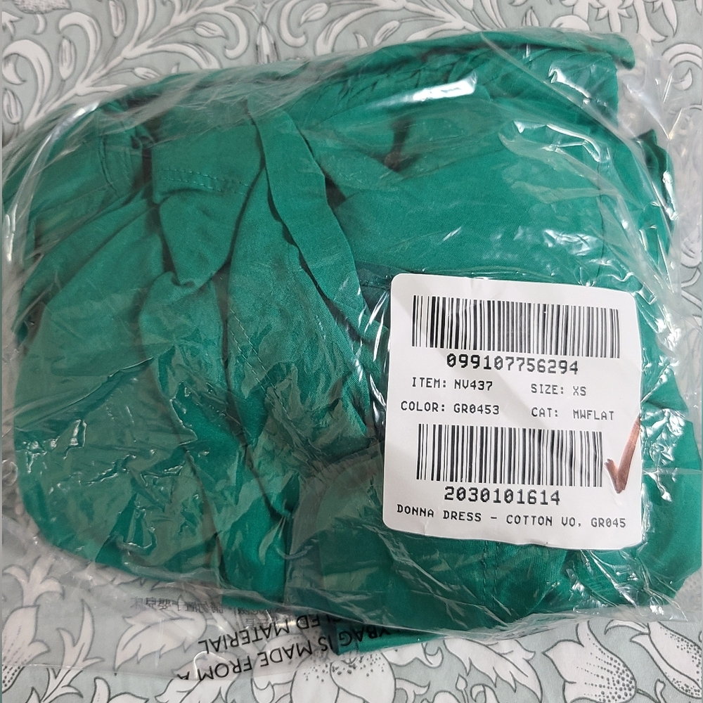 NWT $138 Madewell Embroidered Pleated Green Mini Short Sleeve Dress Womens XS - Picture 9 of 11